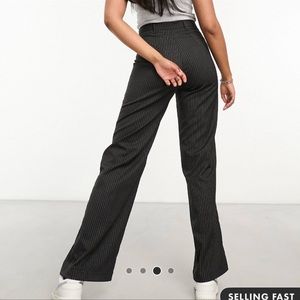 Pinstripe wide leg tailored pants